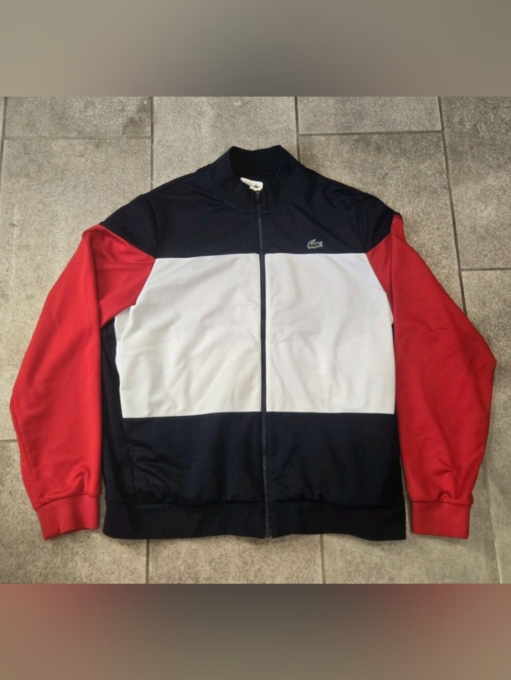 Lacoste Sport Colorblock Track Jacket Full Zip Navy White Red Men Size XXL FR 7